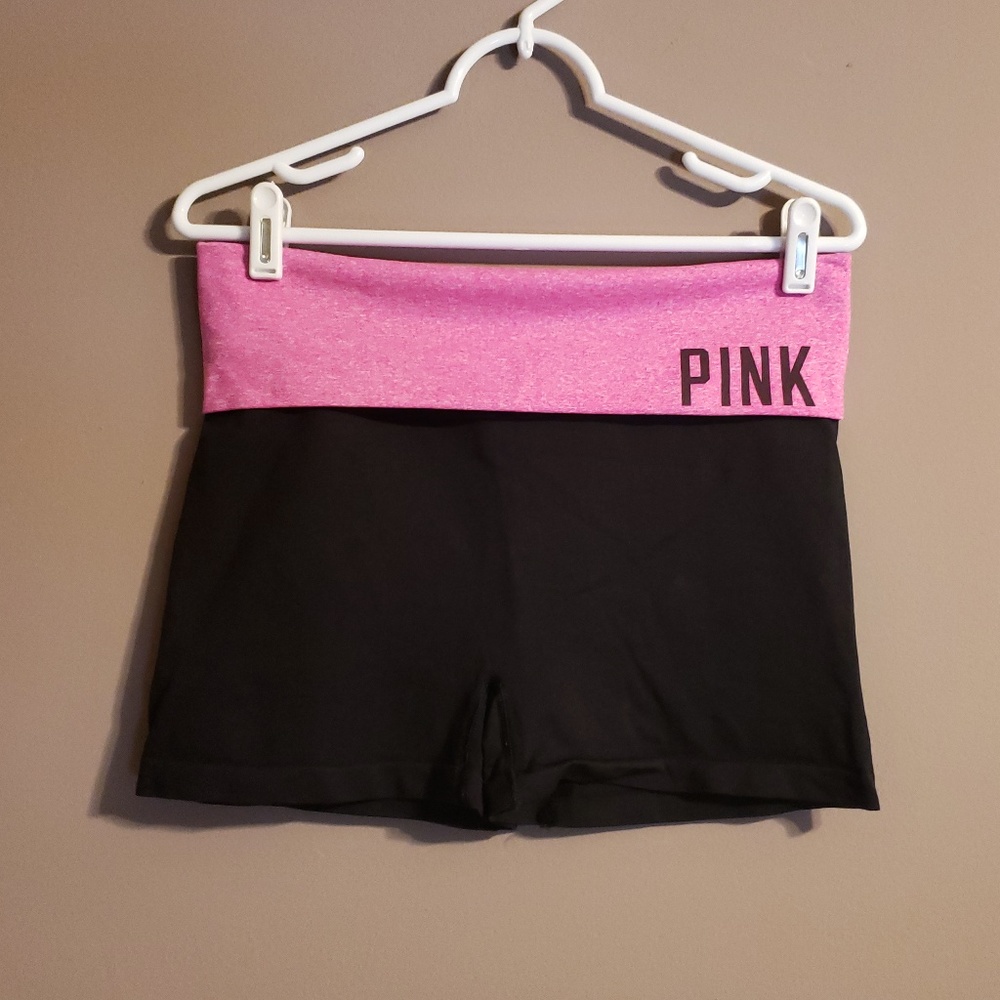 Victoria's Secret Pink Black And Pink Yoga Shorts